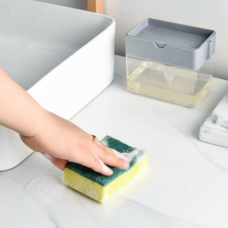 Khay Nhúng Đựng Đồ Rửa Chén Bát - Hộp Đựng Nước Rửa Chén Có Vòi Bơm Đa Năng Tiện Lợi