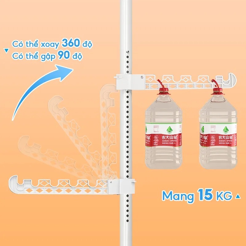 Cây Treo Quần Áo RAMAE JAPAN 6 Nhánh Móc Treo Điều Chỉnh Chiều Cao Tiết Kiệm Không Gian