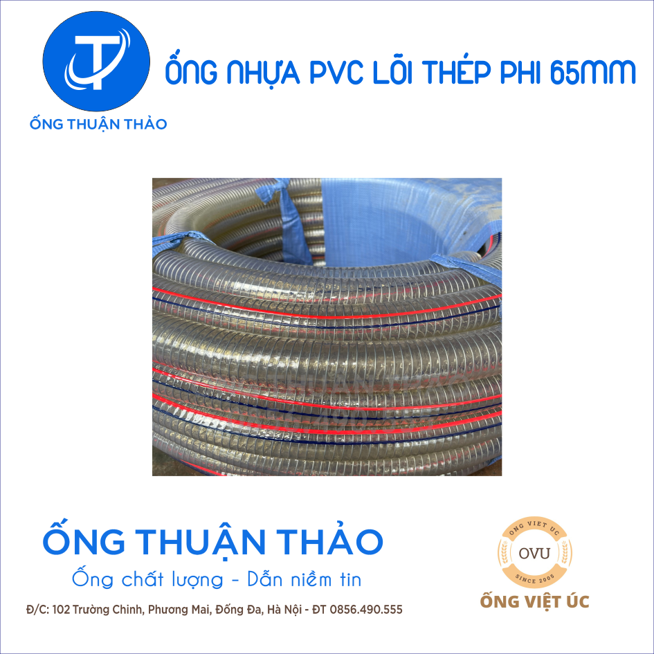 Ống Nhựa PVC Lõi Thép Phi 65mm CUỘN 30 MÉT- Hàng Nhập Khẩu