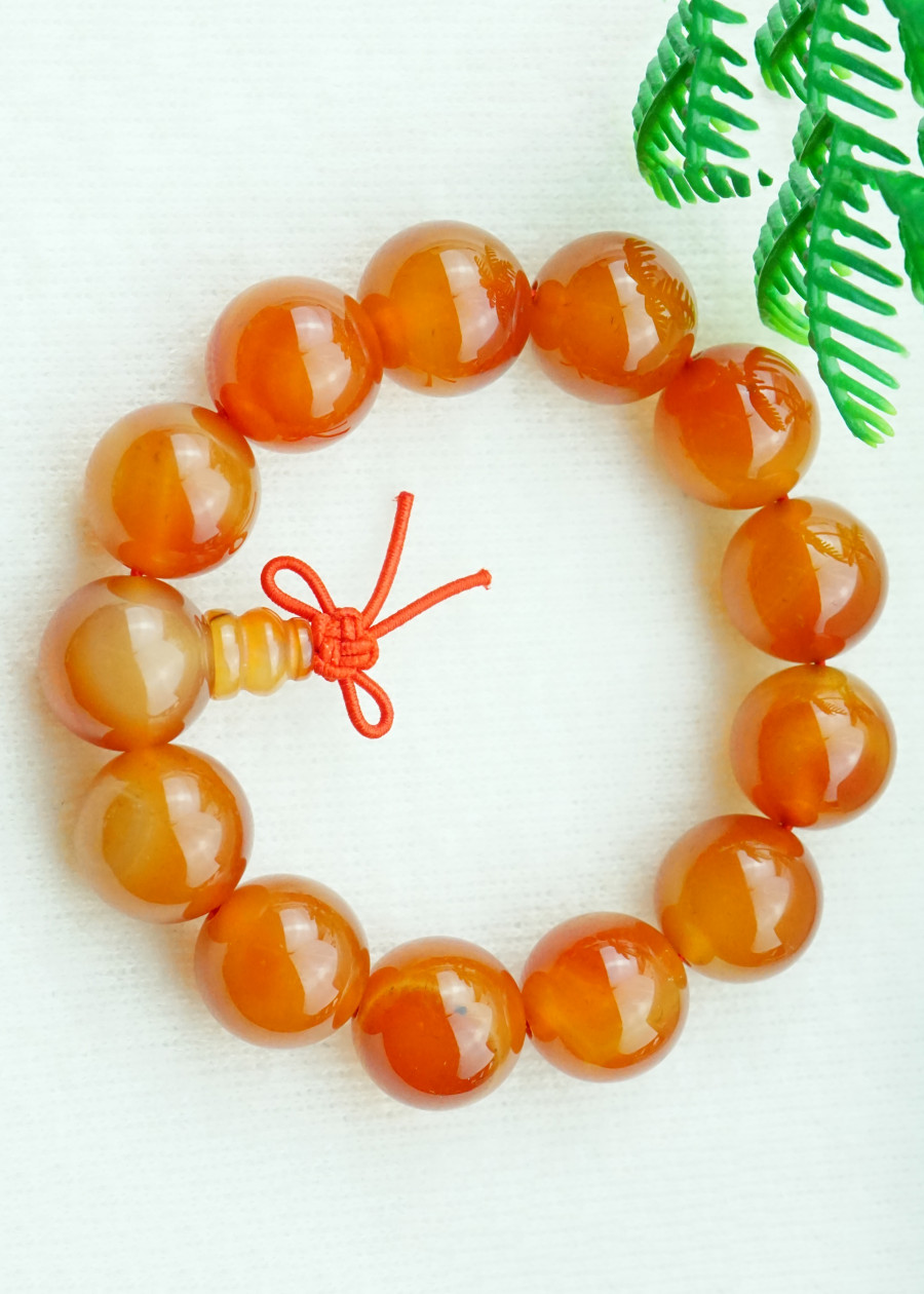 Vòng tay mã não hồ lô đỏ tự nhiên 16 mm