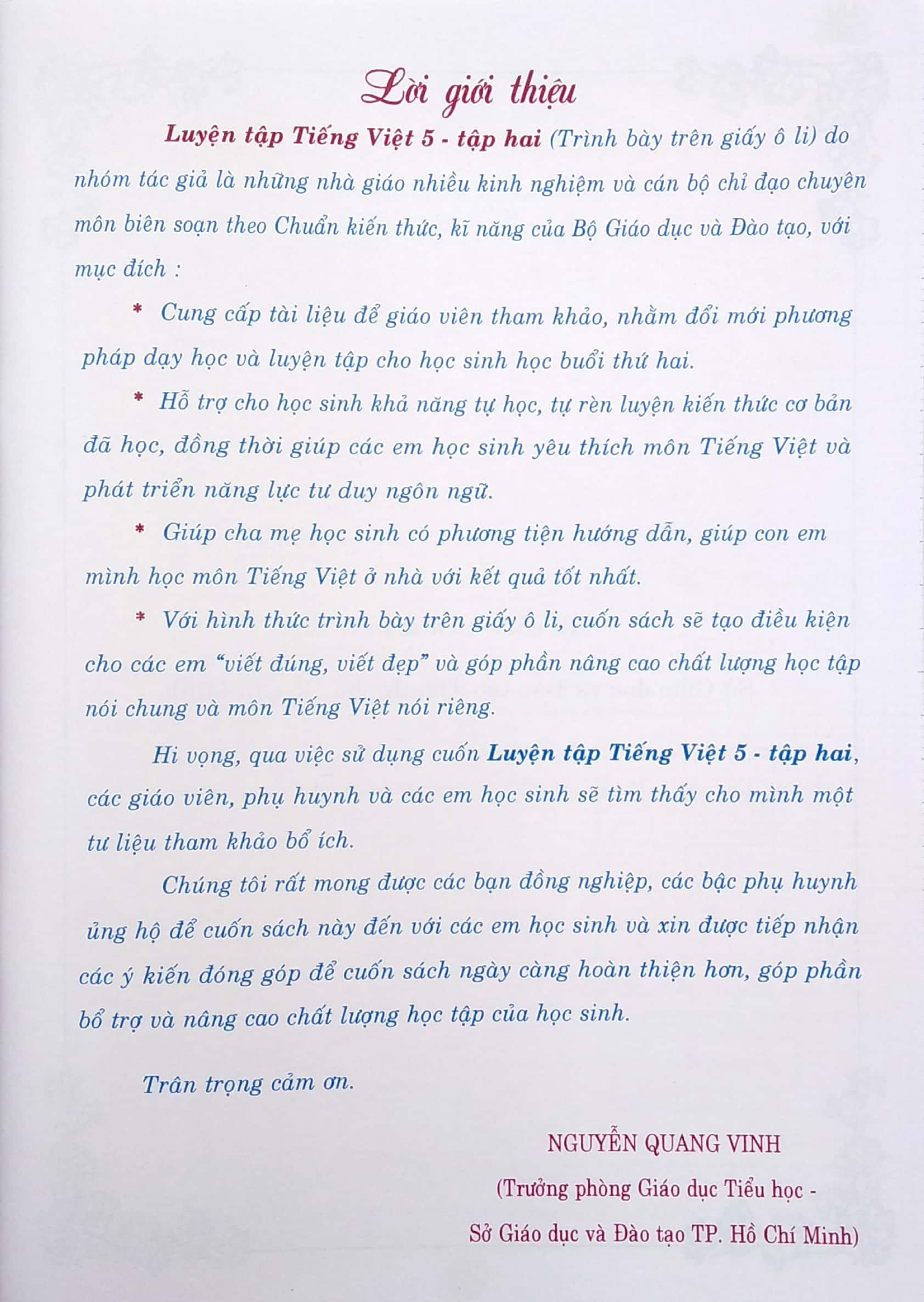 Luyện Tập Tiếng Việt 5 - Tập 2 (Trình Bày Trên Giấy Ôli)