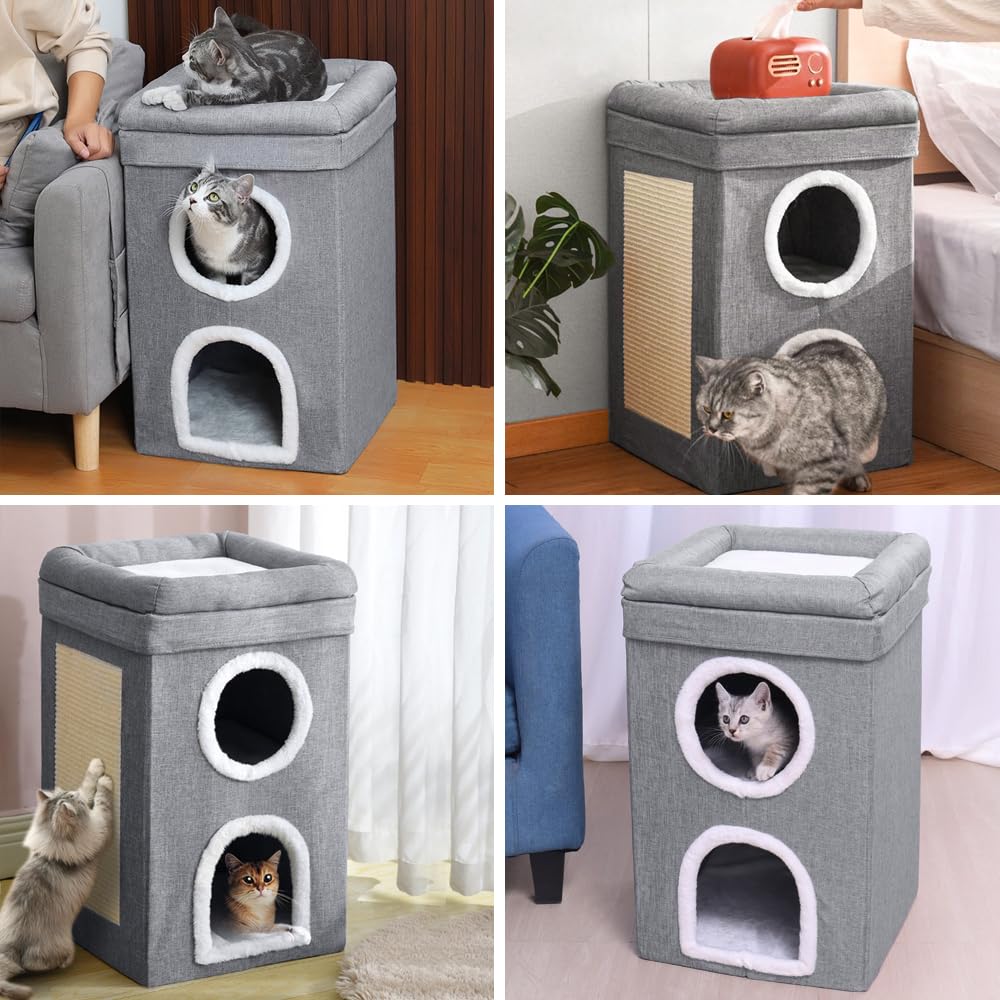 Nhà cho mèo 2 tầng Foldable Cat House 2-in-1 Large Cats