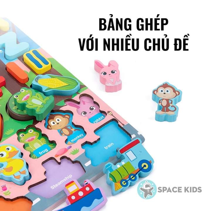 Bảng đồ chơi câu cá và ghép hình gỗ 7 trong 1