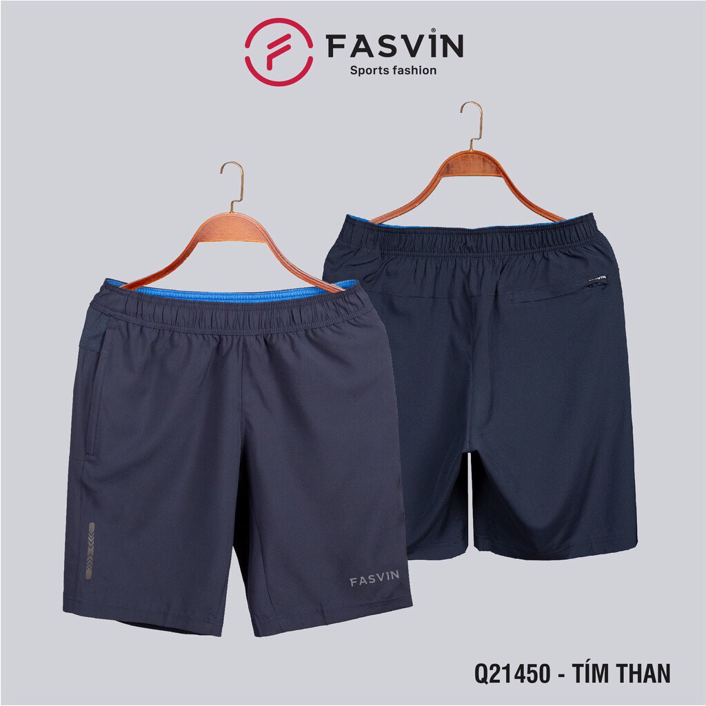 Quần Đùi Nam Fasvin Q21450.Hn Short Thể Thao Vải Gió Chun Trơn Mát Co Giãn 4 Chiều. - Tím Than, Size 4