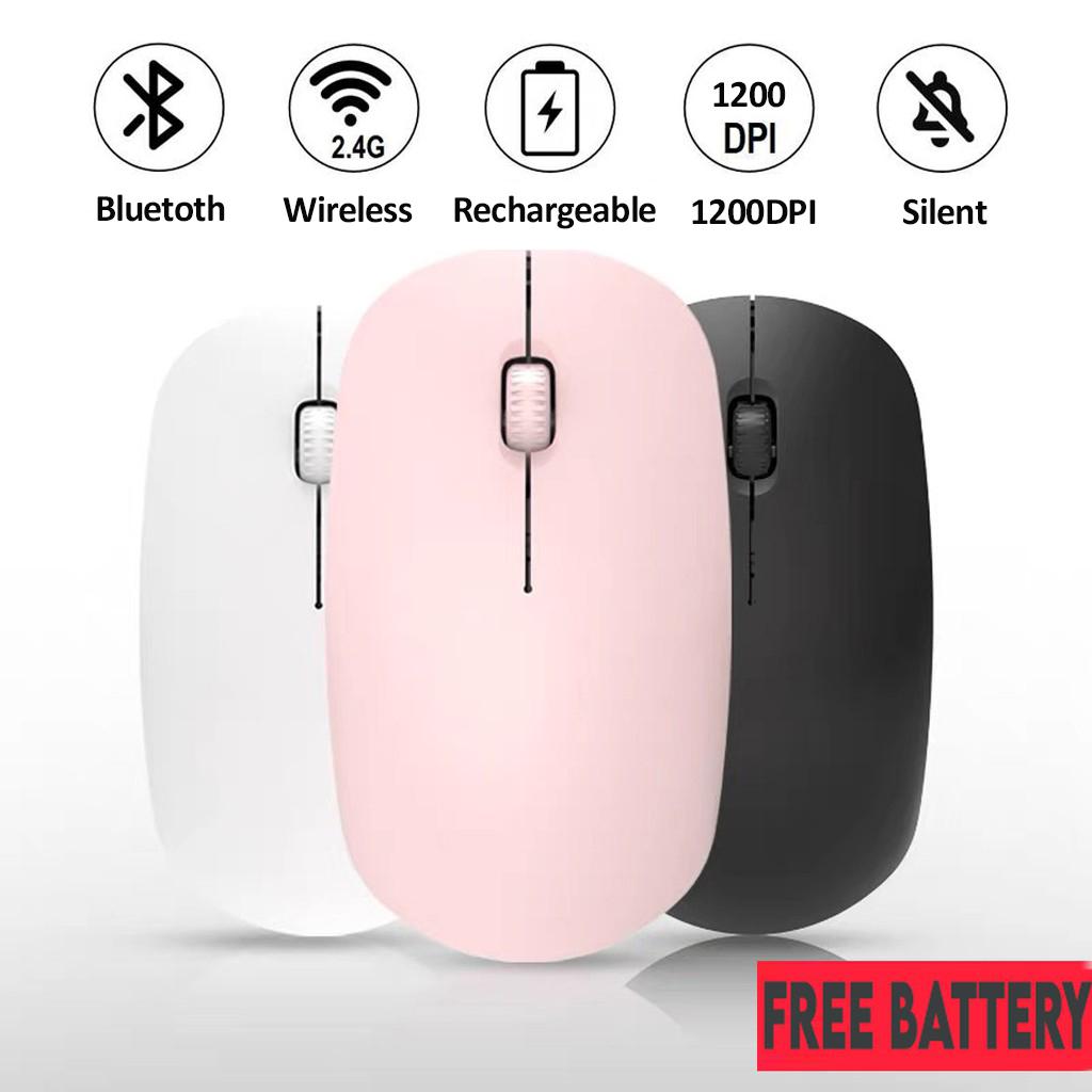 Chuột Wirelesss Bluetooth 2 Trong 1 Không Dây Hai Chế Độ Quang 2.4G Chuột Ergonomic Di Động Sạc Chuột Cho Laptop máy Tính