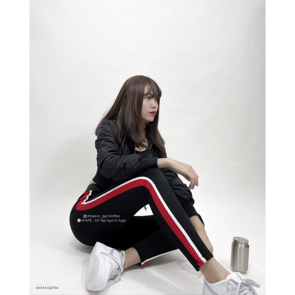 Quần legging tập gym kẻ sọc nữ
