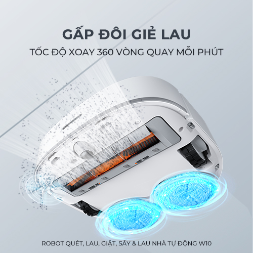 Robot Lau Sàn Hút Bụi Tự Làm Sạch Thông Minh Dreame Bot W10 - Lực Hút 4000PA - Dung tích chưa nước bẩn đến 4L để tự làm sạch - Hàng chính hãng