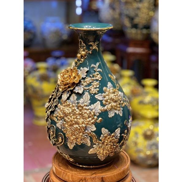 Tỳ bà công đào kênh bong vẽ vàng 24k-cao 40cm