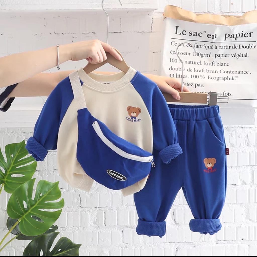 Bộ thu đông dài tay kèm túi sịn sò cho bé diện Tết Bino Kids, bộ quần áo nỉ cho bé từ 10-20kg