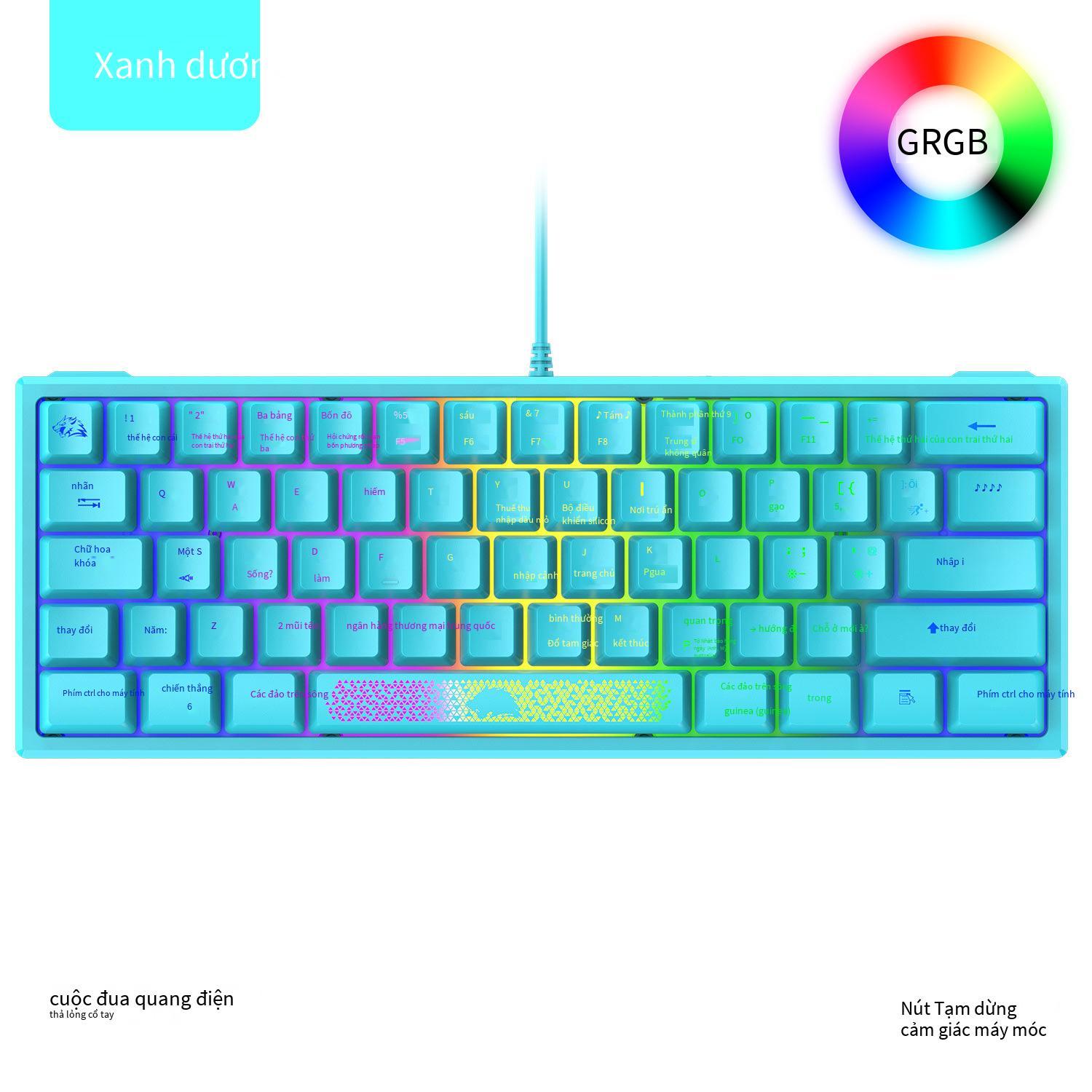 Bàn phím chơi game sói miễn phí thuận lợi nhất Bàn phím chơi game K61RGB ánh sáng RGB bàn phím mini tỷ lệ phần trăm 60 phần trăm bàn phím máy tính xách tay chơi game chơi game