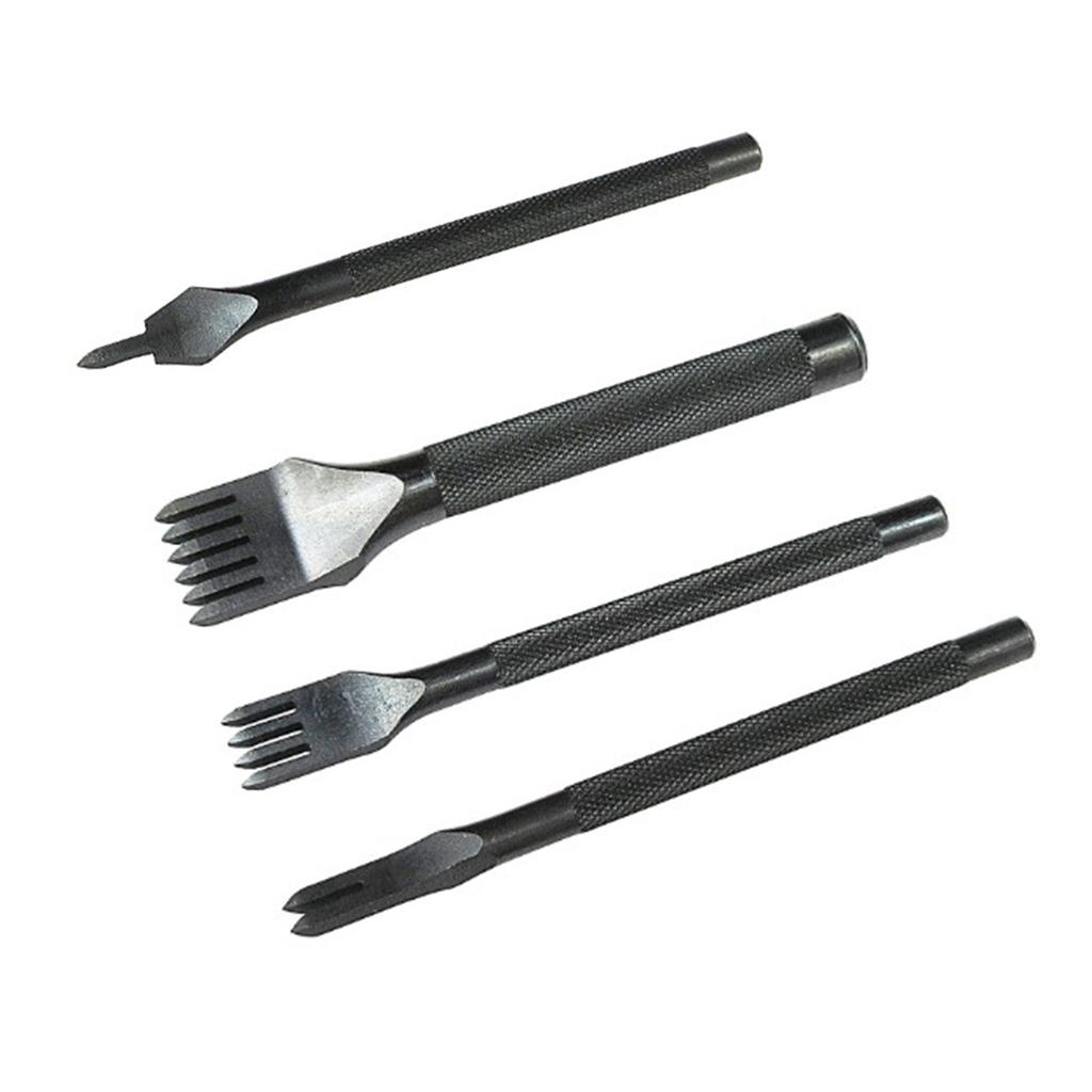 4XLEATHER STITCHING PUNCH TOOLS 4MM 1+2+4+6 PRONG DIAMOND LEATHER HOLE PUNCH