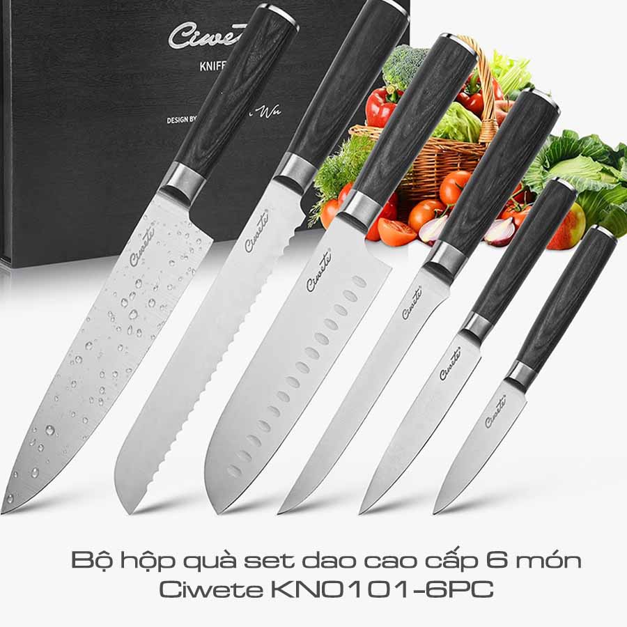 Bộ dao đầu bếp Ciwete KN0101-6PC set 6 món