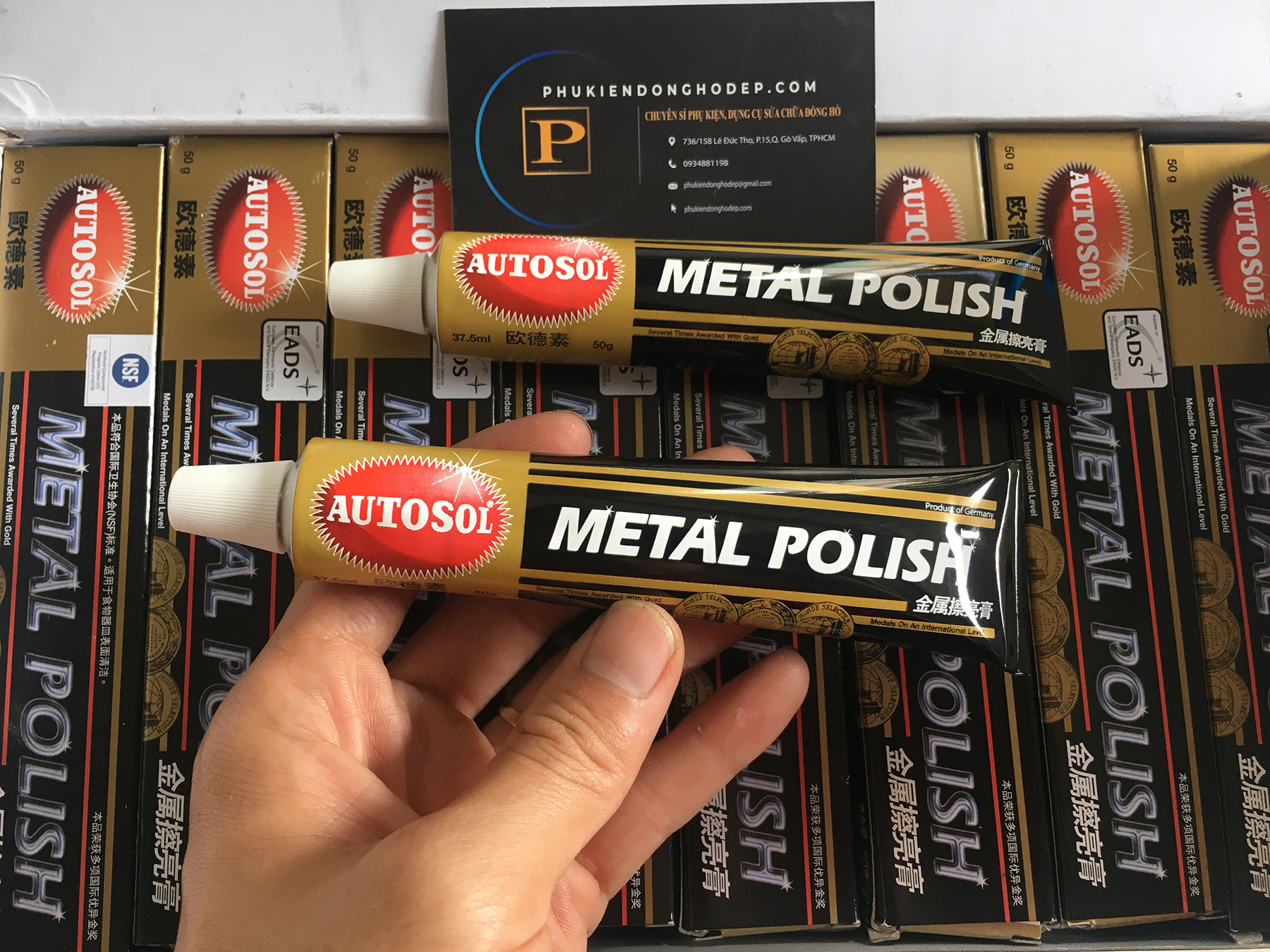 Autosol Metal Polish 50g Kem đánh bóng làm mới kim loại, dây đồng hồ, inox, nhôm