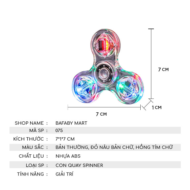 Con Quay Spinner Đồ Chơi Đèn Led Phát Sáng Xả Stress Bằng Nhựa ABS Cho Mọi Lứa Tuổi BAFABY