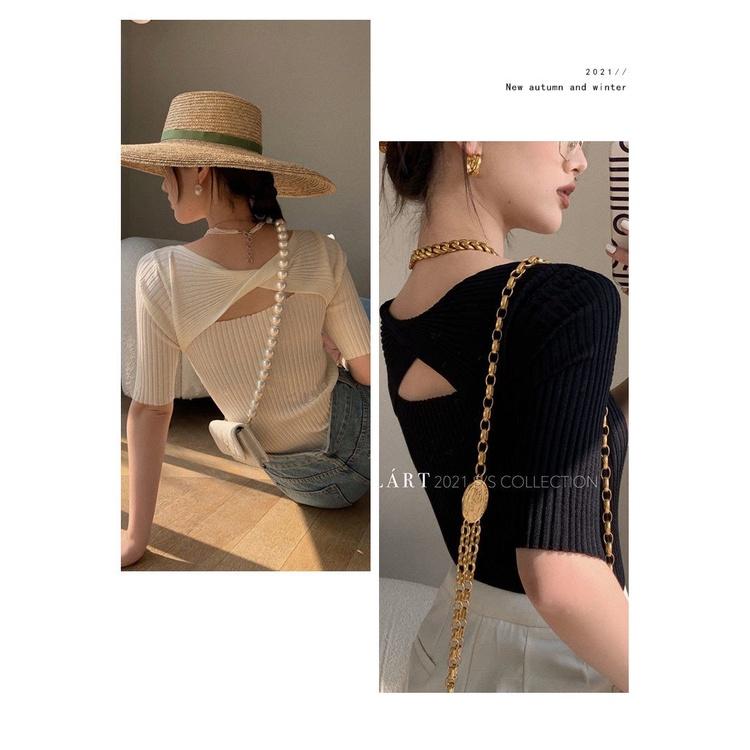 MS287 Áo len tay lỡ xoắn ngực mặc được 2 kiểu phong cách tiểu thư nhẹ nhàng