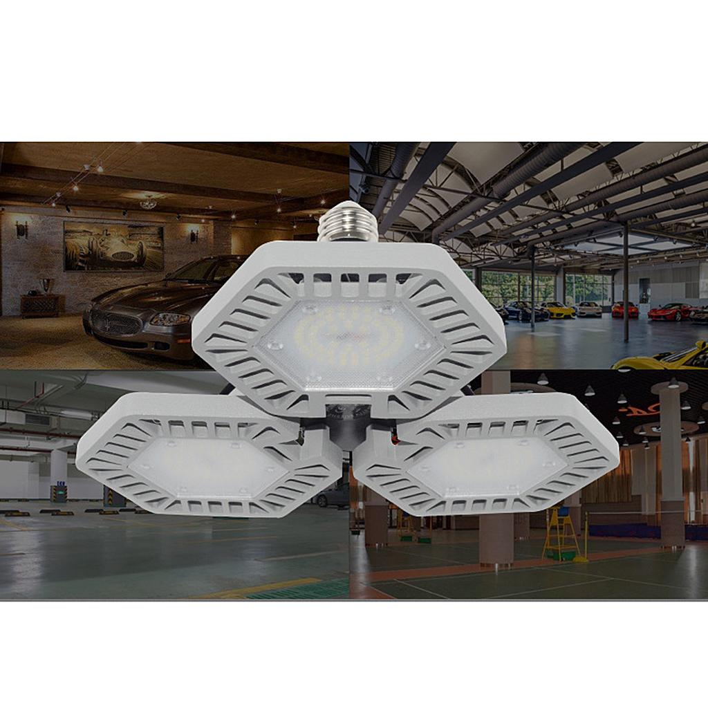 Folding Deformable LED Garage Lights Bulb E27, Shop Light 6500K Daylight Adjustable