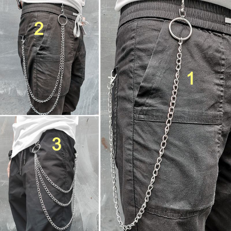 Dây xích 1-3 lớp phối quần jeans quần dài thời trang cá tính