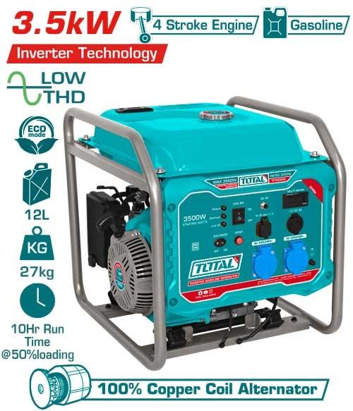 TỔ MÁY PHÁT ĐIỆN DÙNG XĂNG BIẾN TẦN 3.5KW TP340006 TOTAL -HÀNG CHÍNH HÃNG