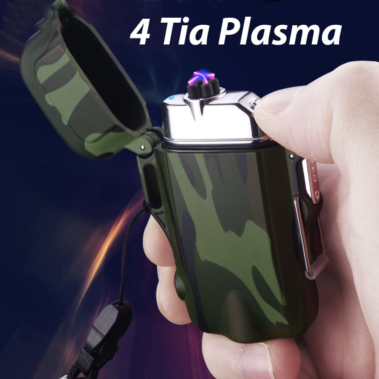 Bật lửa điện chống nước 4 tia plasma tích hợp đèn pin độc đáo