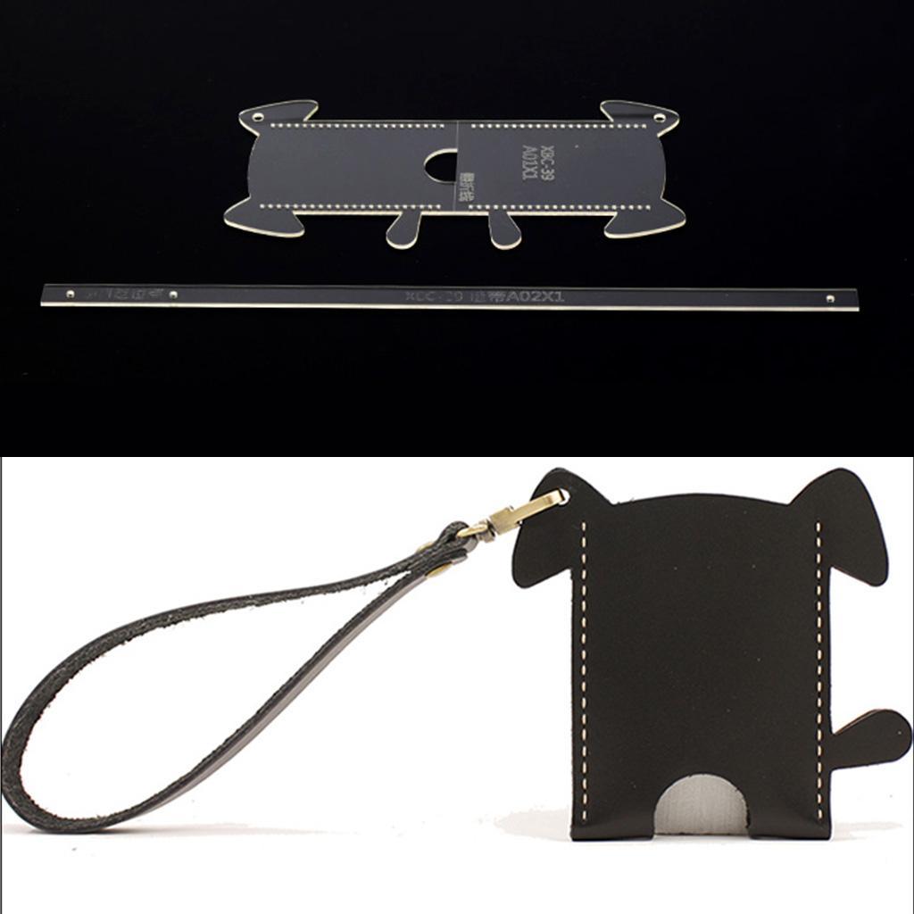 2pcs Dog Card Case Card Bag Leathercraft Acrylic Templates Pattern Stencils