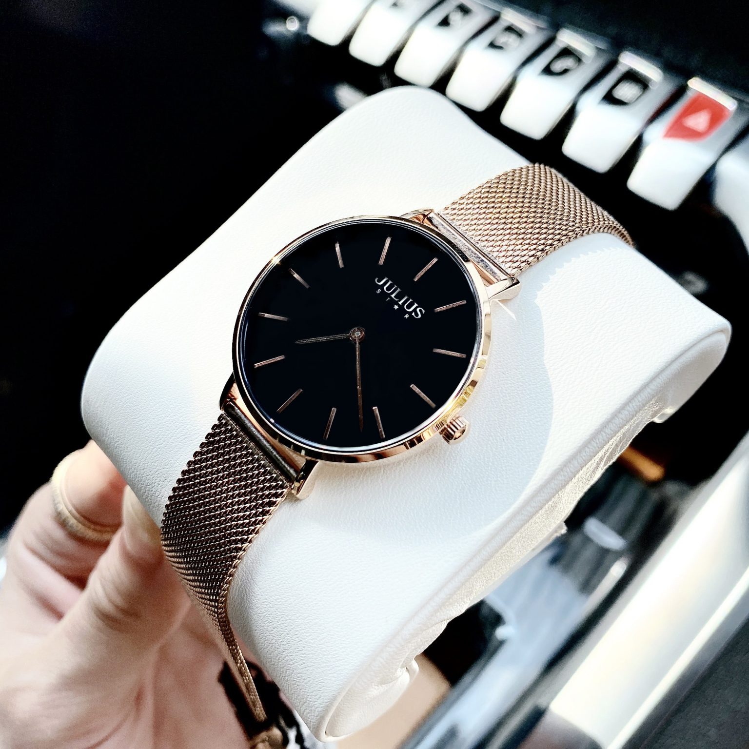 Đồng Hồ Nữ JS-027 Julius Star Kính Sapphire Hàn Quốc
