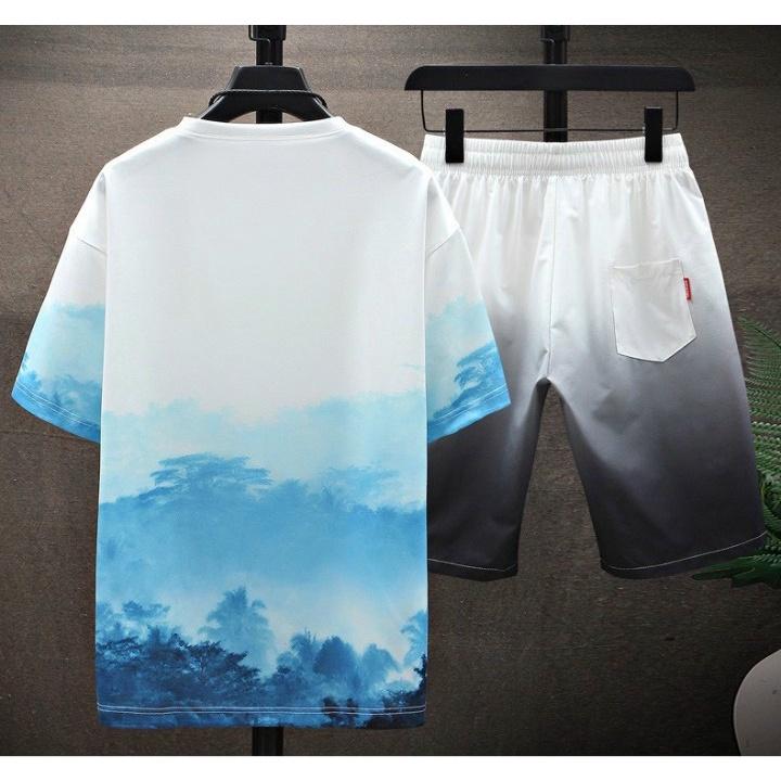 Đồ Bộ Mặc Nhà Cho Nam Nữ Chất Vải Thun lạnh loang màu 3D In Chuyển Nhiệt Kiểu Dáng Thể Thao Năng Động Thời Trang Chữ GANENX,chất thun lạnh mát mịn thoải mái co giãn trong sinh hoạt- JINS STORE