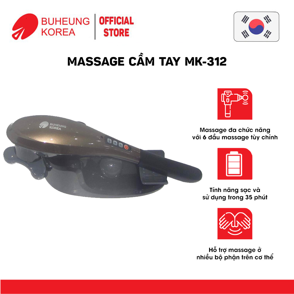 Máy Massage cầm tay Buheung MK-312, 7 cấp độ, 11 đầu massage, bảo hành chính hãng 12 tháng