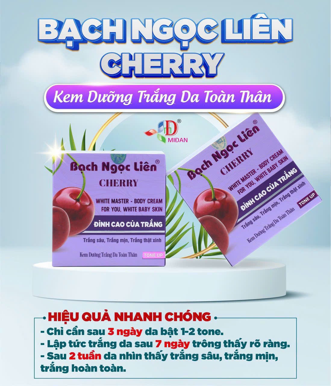 Kem dưỡng trắng body bạch ngọc liên cherry tím ĐỈNH CAO CỦA LÀM TRẮNG 120g