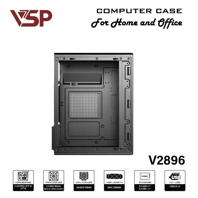 Vỏ Máy Tính Case Văn Phòng VSP V2896 Đen – Hàng Chính Hãng