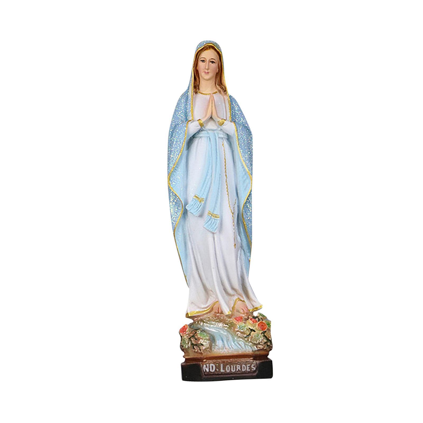 Mother Mary Figurine on Base Holy Statue for Bedroom
