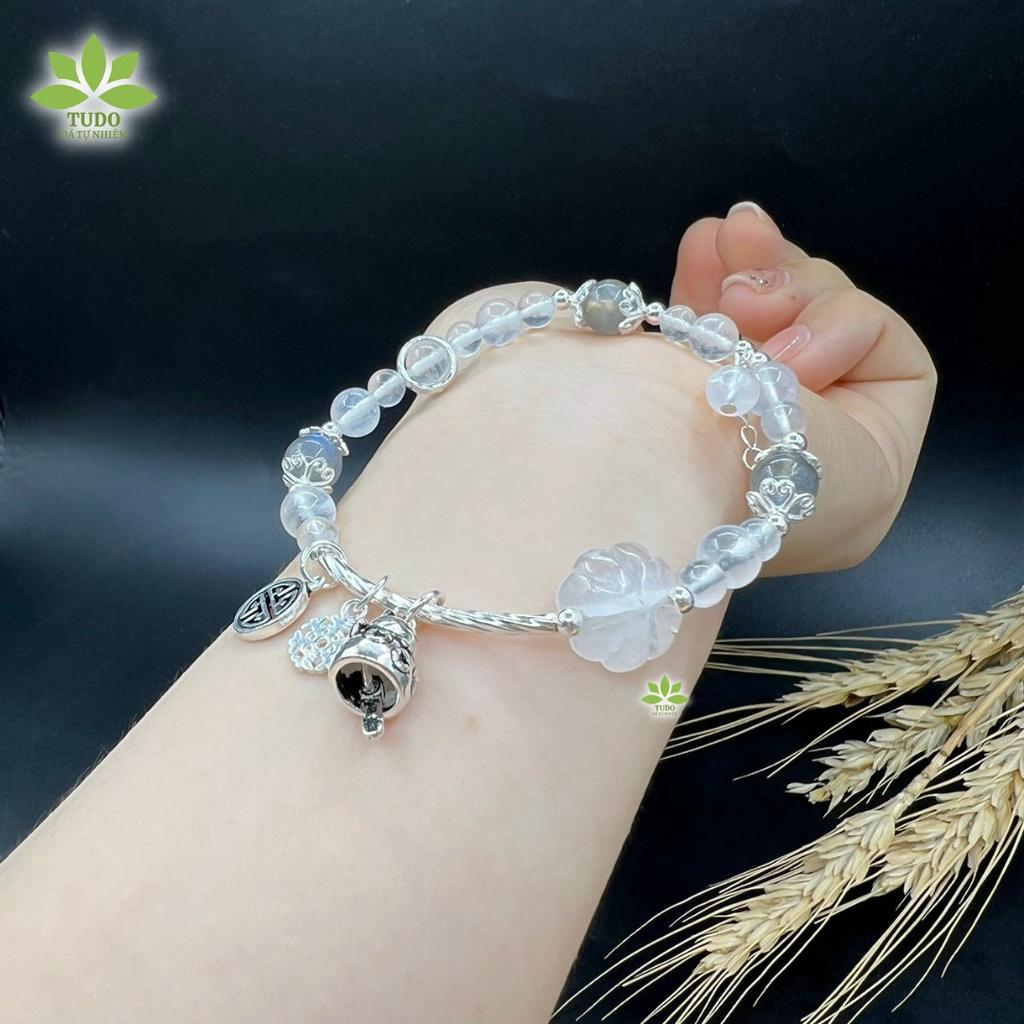 Vòng Tay Nữ Đẹp - Vòng Phong Thủy Mệnh Kim, Thủy TUDO VCBMOON VCBXC AG925 Charm Mèo, Bông Tuyết B21K800