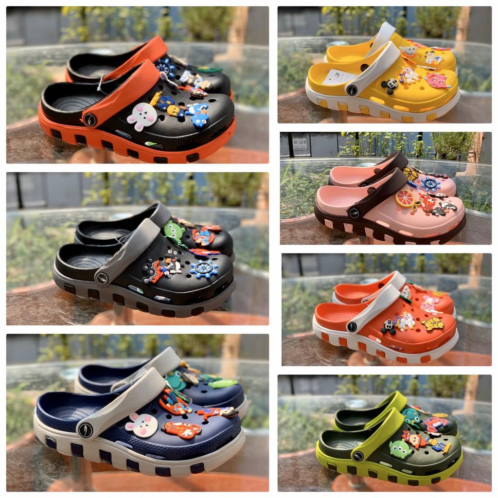 Dép Cross Unisex Tặng 6 sticker - Dép nhựa nữ đi mưa siêu nhẹ sẵn 7 màu IDEP- SL013