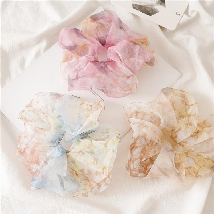 Dây Cột Tóc Scrunchies Màu Loang Tiểu Thư HOT TREND Bản To Vải VOAN - DT013