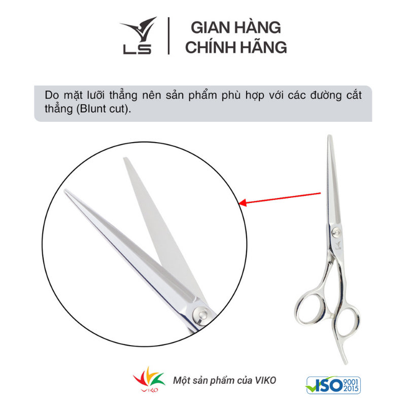 Kéo cắt tóc LS lưỡi thẳng quai offset vênh đỡ ngón cố định CB23/6.0