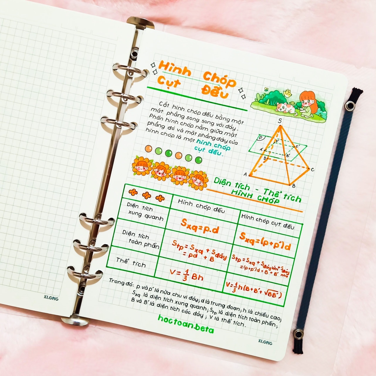 Sách- Sổ Takenotes tổng hợp kiến thức Toán 8 trang trí sticker ghi sẵn công thức và bài giải mẫu