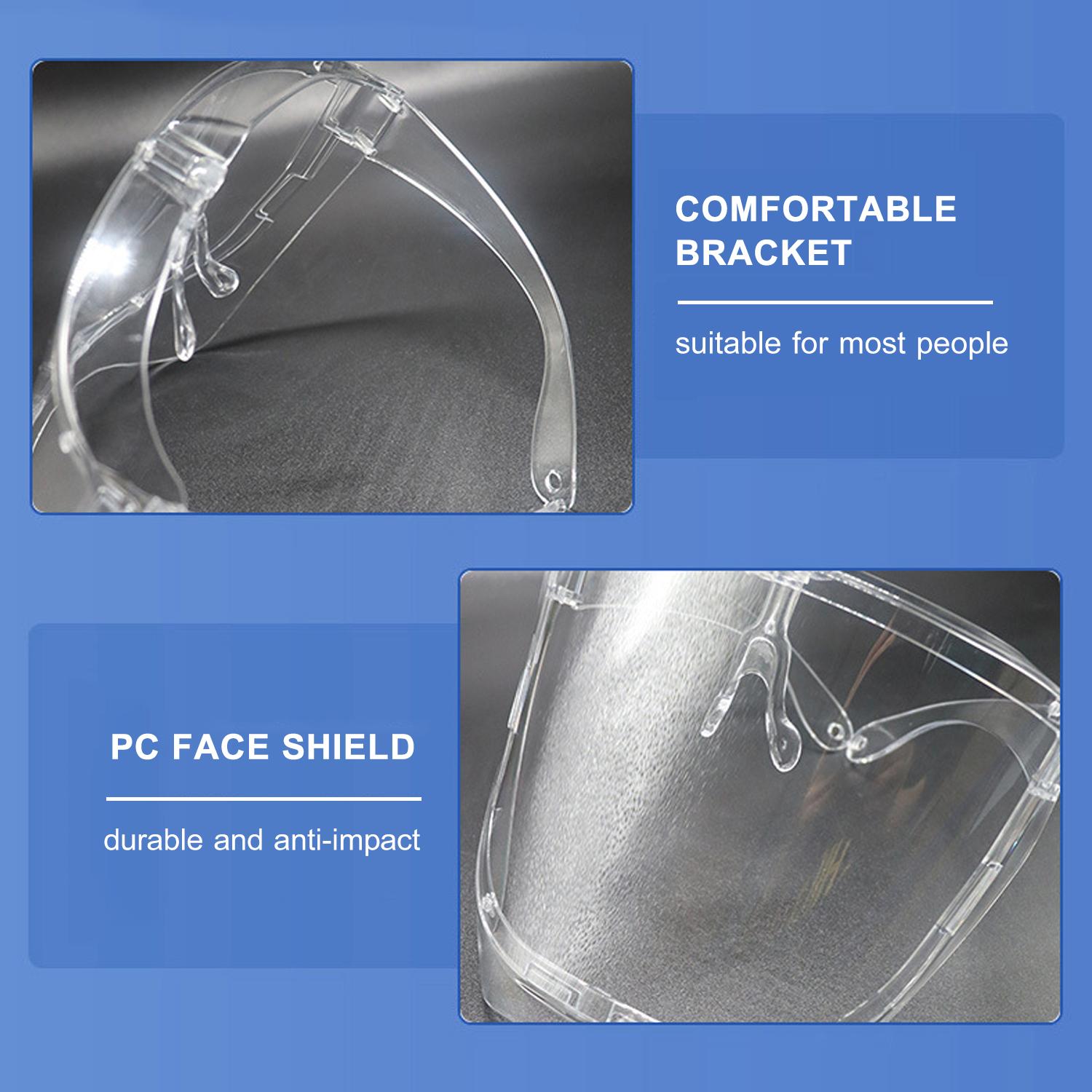 Safety Face Shield Full Face Mask Reusable Transparent Protective Wrap-Around Face Shield Protection against Splash