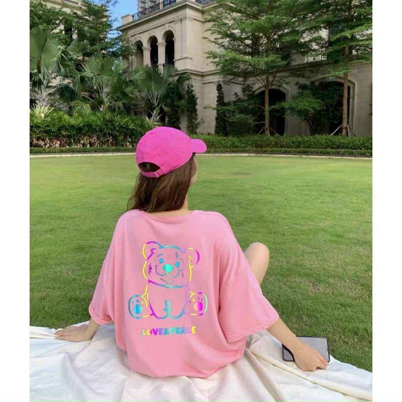 Áo Thun Phản Quang UNISEX 7 màu Gấu*HOT RẺ ĐEP*Áo Phông Nam Nữ Cặp Đôi - Tay Lỡ Form Rộng Chất Cotton T-shirt Freesize