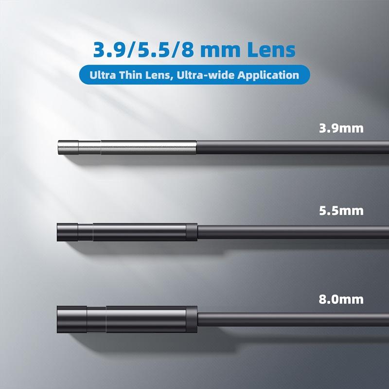 Màn Hình IPS 2.4 Inch Camera Nội Soi Công Nghiệp HD1080P Ống Xe Kiểm Tra Borescope Chống Nước Cứng Cáp LED Pin 2600 MAh