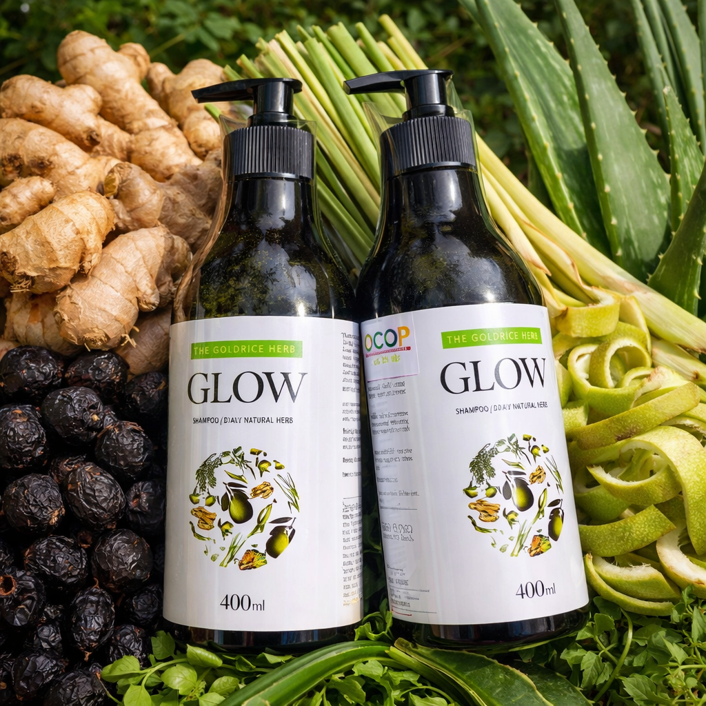Dầu Gội Dược Liệu Glow - Tinh Chất Từ Bồ Kết Và Vỏ Bưởi, Giảm Rụng Tóc, Kích Thích Mọc Tóc,Lưu Giữ Hương Thơm Nhẹ Nhàng Tinh Tế. (Bao Bì Mới)