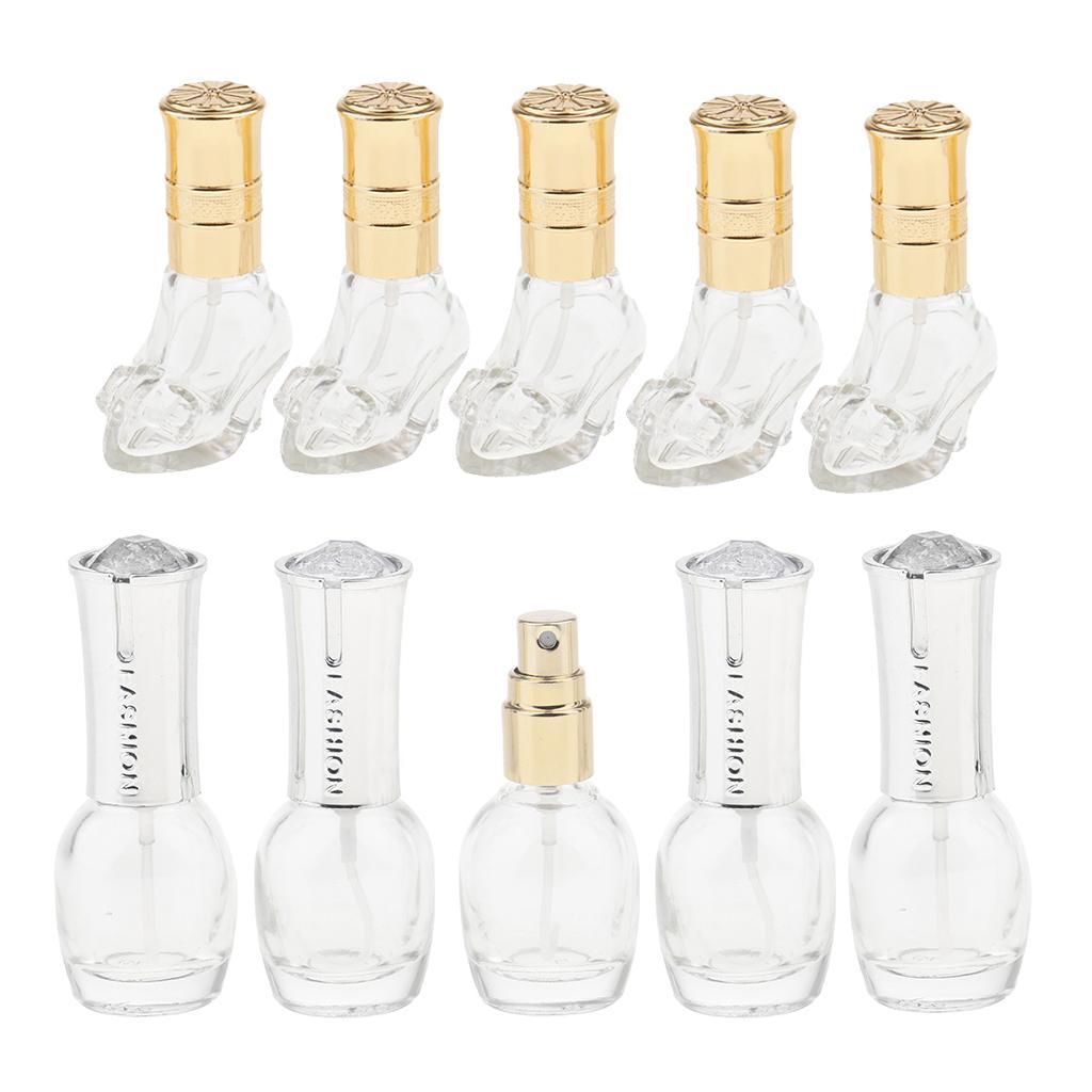 10Pcs Clear Refillable Glass Comestics Makeup Perfume Empty Bottle 10ml/6ml