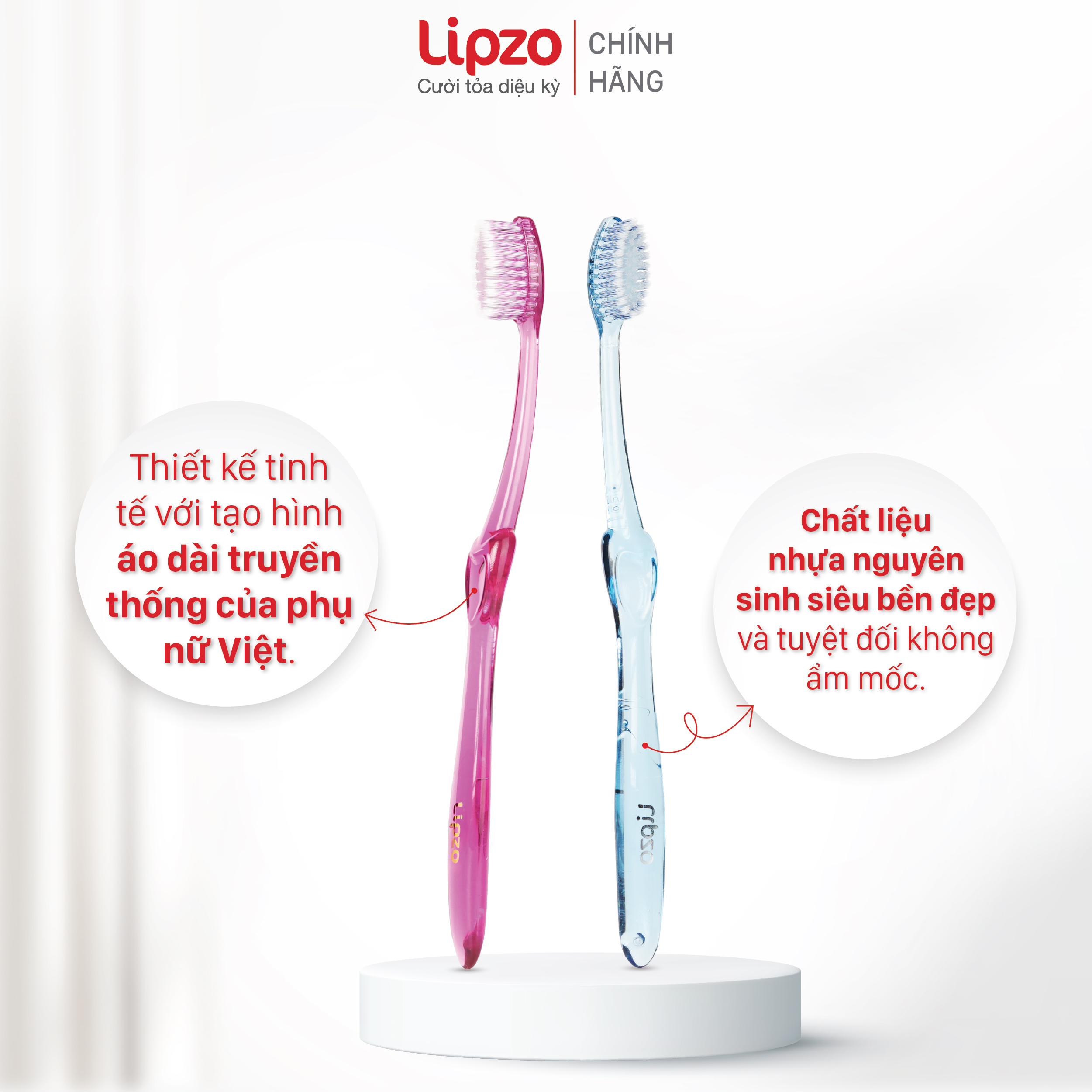 Vỉ 4 Tặng 1 Bàn Chải Đánh Răng Lipzo Áo Dài Pro Thiết Kế Hình Áo Dài Hai Lớp Lông Chỉ Tơ Xoắn Kép Và Lông Chẻ Ngọn