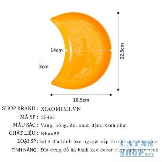Bộ 5 dĩa bán Nguyệt xếp cánh hoa làm decor , đĩa bầy biện lễ Tết bánh kẹo hoa quả GD540-DiaBN