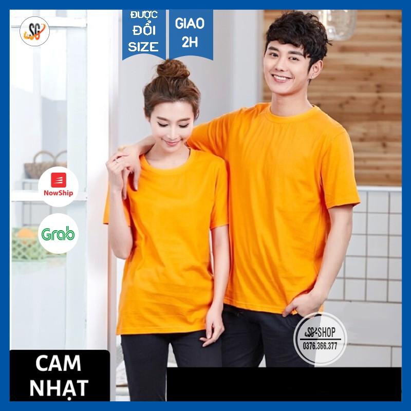 Áo Thun Trơn Nam Nữ Màu Cam Nhạt - THUN COTTON - đủ size ATTCN