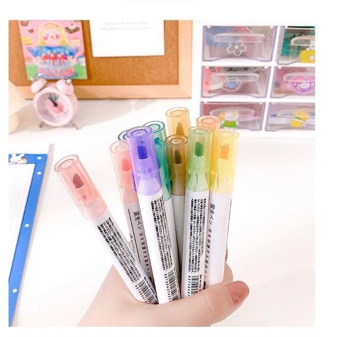 Bút Dạ Quang Thân Tròn Set 6 Màu Thiết Kế Siêu Xinh