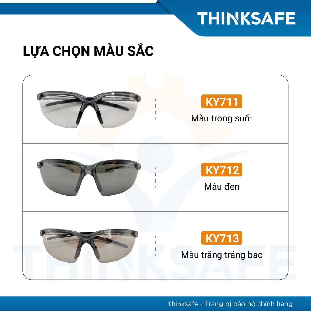 Kính bảo hộ King's Thinksafe, mắt kiếng bảo hộ chống bụi, siêu nhẹ, chống tia uv đi đường, ôm khuôn mặt, màu đen - KY717