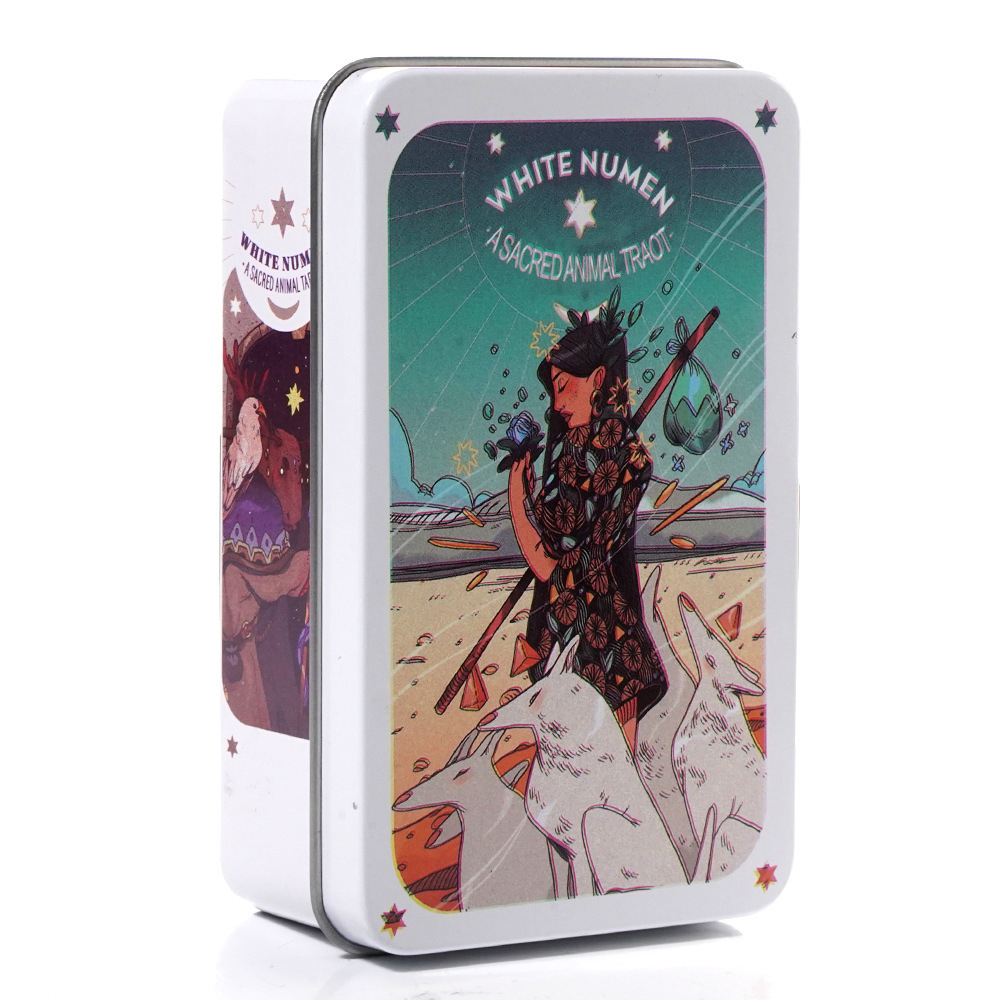 Bộ Bài The White Numen Tarot Hộp Thiếc Mạ Cạnh Xanh 78 Lá Tặng Đá Thanh Tẩy