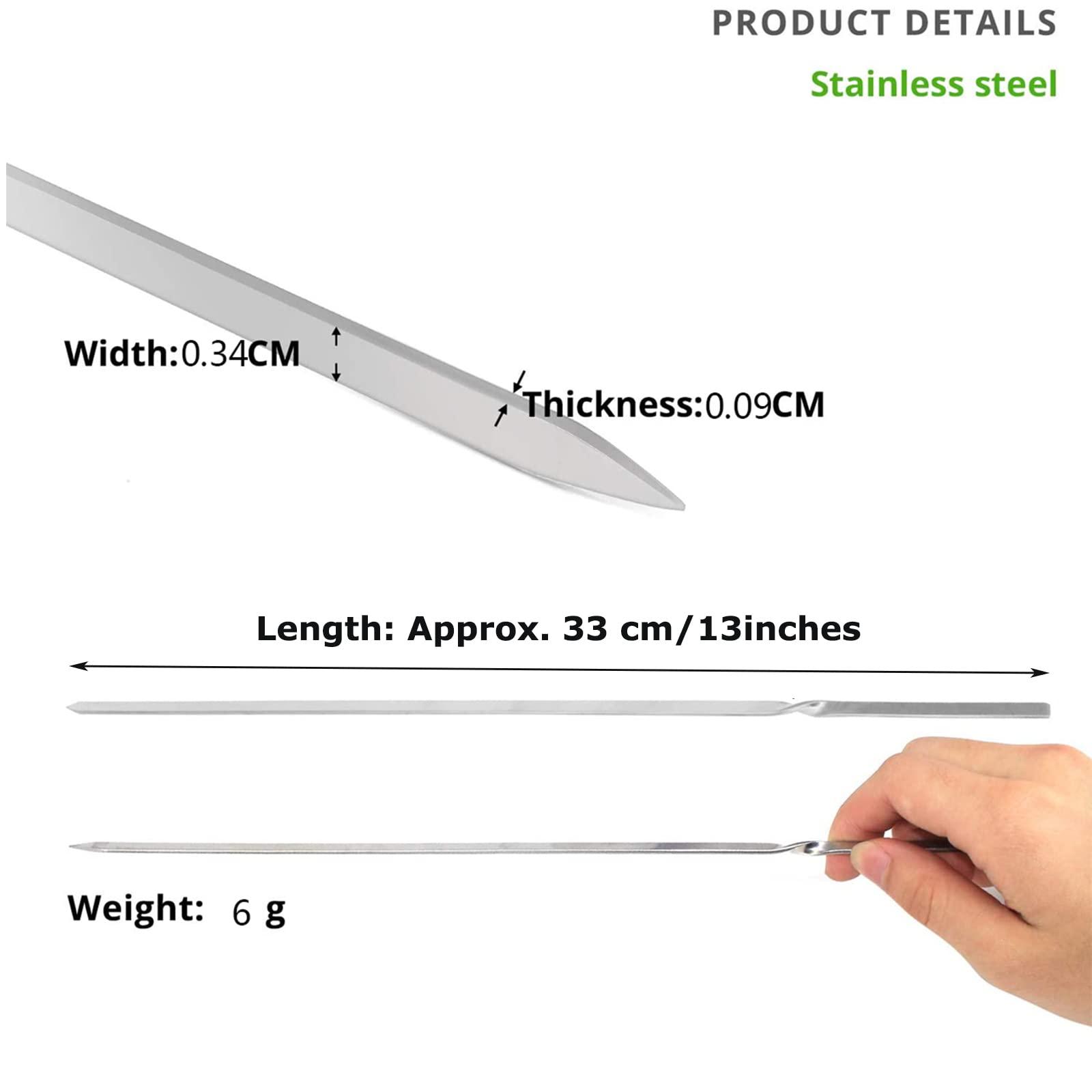 Xì ốc thịt nướng, 100 miếng thép không gỉ xiên thịt với các xiên kim loại ống bằng thép không gỉ có thể tái sử dụng cho các loại thịt phẳng BBQ
