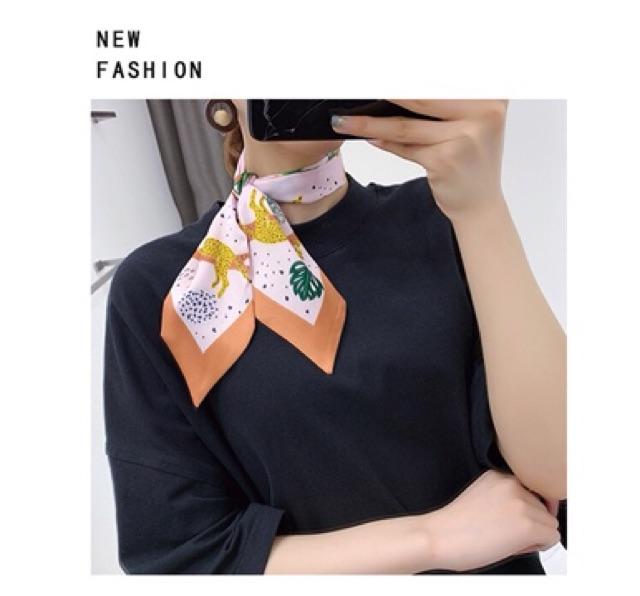 Khăn choàng cổ mini in hoạ tiết xinh Khăn turban xinh