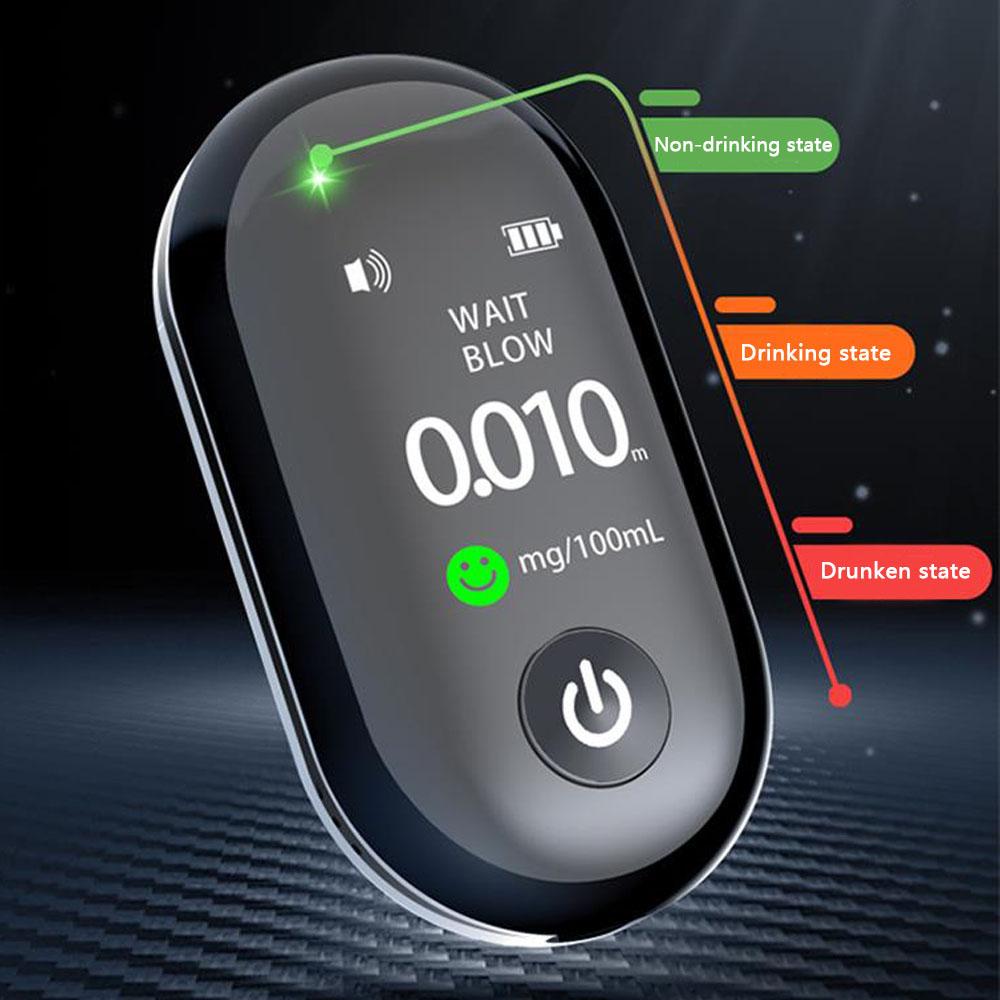 Mini Portable Alcohols Detector Non-Contacting Breath Blow Tester Quick Response TFT Display Screen High-Sensitive Electronic Breathalyzer with 3-Color Indicator Light