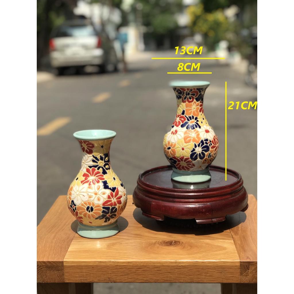 Bình Bách Hoa 21cm Gốm Sứ Nam Bộ Trang Trí Decor Cắm Hoa TDM
